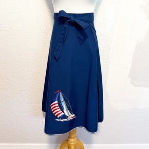 1970s Vintage embroidered sailboat wrap skirt